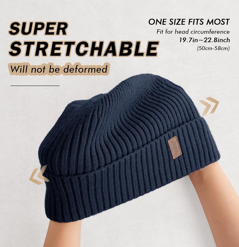 Wmcaps Warm Beanie for Men Women, Fleece Lined Beanie Warm Winter Caps Unisex Fashion Knit Cuffed Cap - Image 3